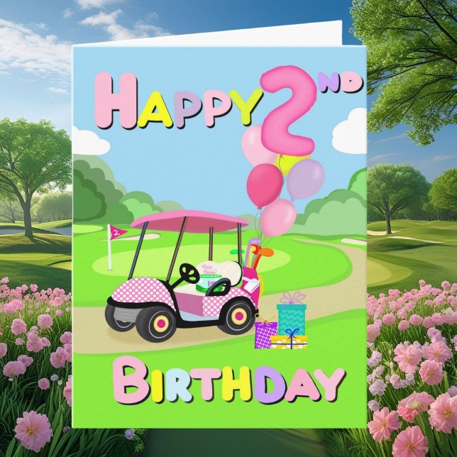 Joyeux 2e Anniversaire Carte de Golf Fille Rose à  (Créateur téléchargé)