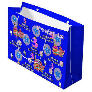 Joyeux 3e cadeau d'anniversaire sac cadeau #3 Bleu