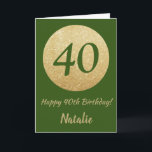 Joyeux 40e Anniversaire Carte Pailletée Verte et D<br><div class="desc">Joyeux 40e Anniversaire Carte Pailletée Verte et Dorée avec nom personnalisé. Pour une personnalisation supplémentaire,  veuillez cliquer sur le bouton "Personnalisez-le" et utilisez notre outil de conception pour modifier ce modèle.</div>