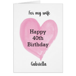 Joyeux 40e anniversaire femme au cœur rose