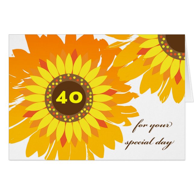 Joyeux 40e anniversaire, Sunflower Design (Devant horizontal)