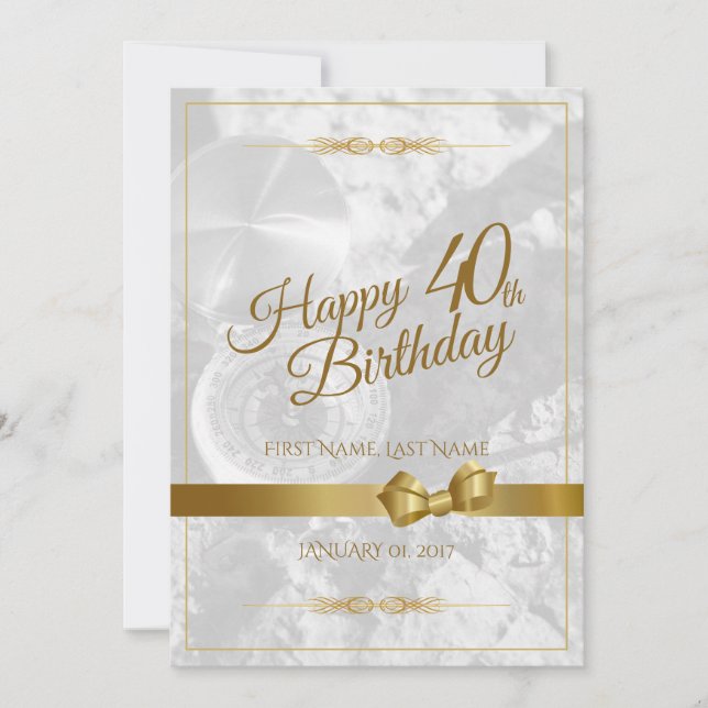 Joyeux 40ème anniversaire avec arc en or (Devant)