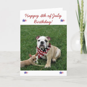 Joyeux 4 juillet carte de voeux pour bulldog anniv