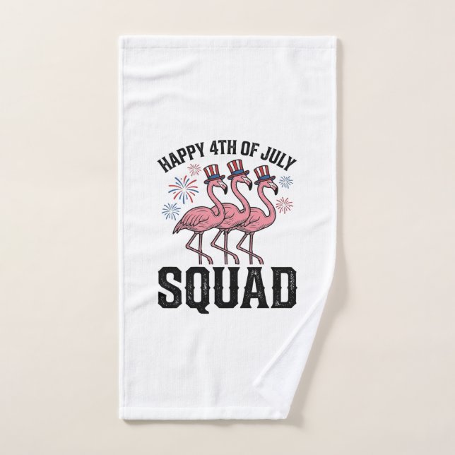 Joyeux 4 juillet Flamingo Squad Vector Design_1 (Serviette à main)
