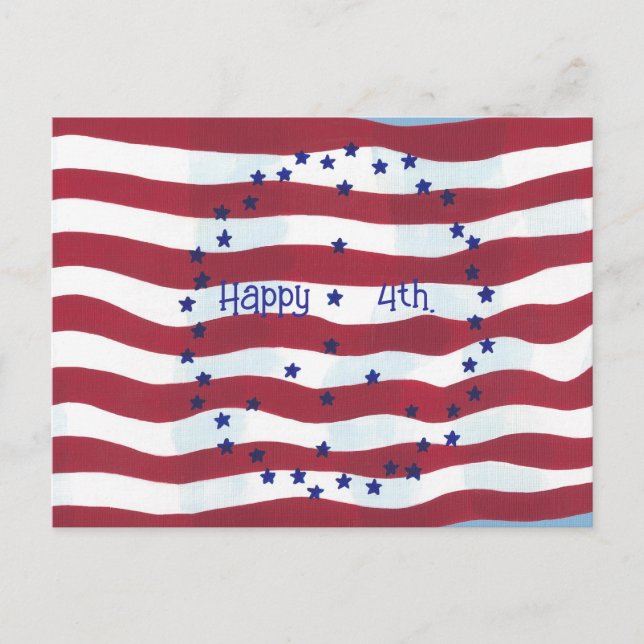 Joyeux 4ème sur les cartes postales du drapeau des (Devant)