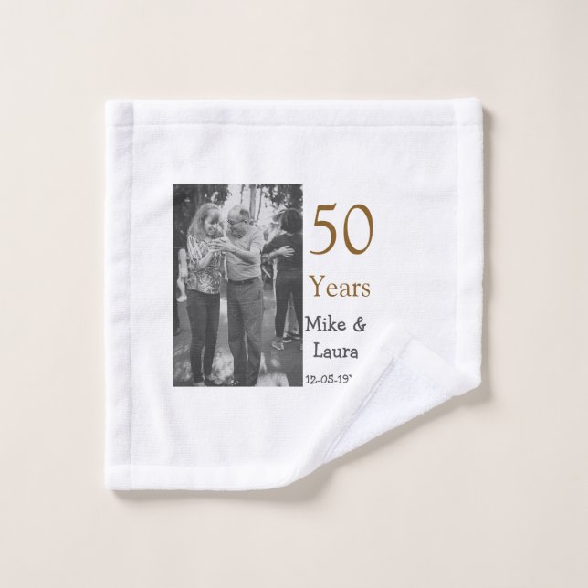 Joyeux 50e anniversaire ajouter nom du couple date (Gant de toilette)