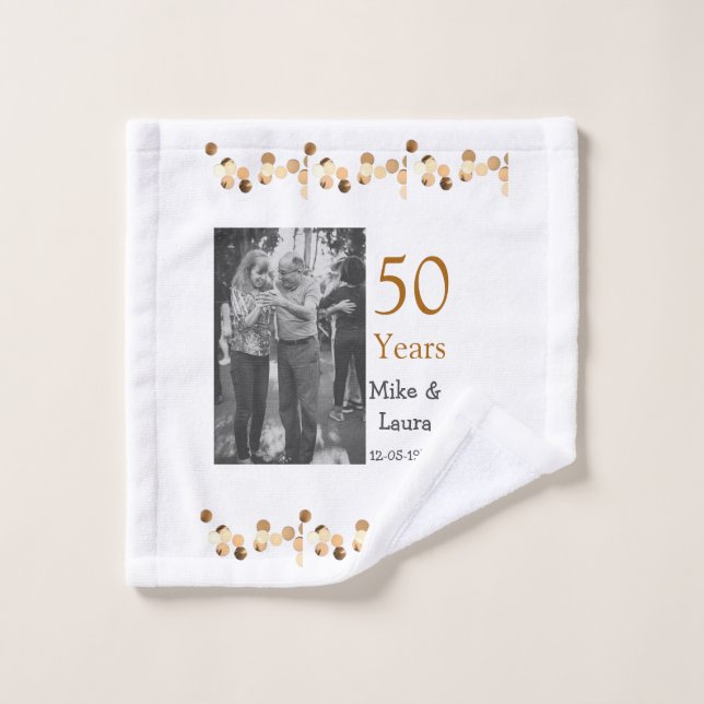 Joyeux 50e anniversaire ajouter nom du couple date (Gant de toilette)