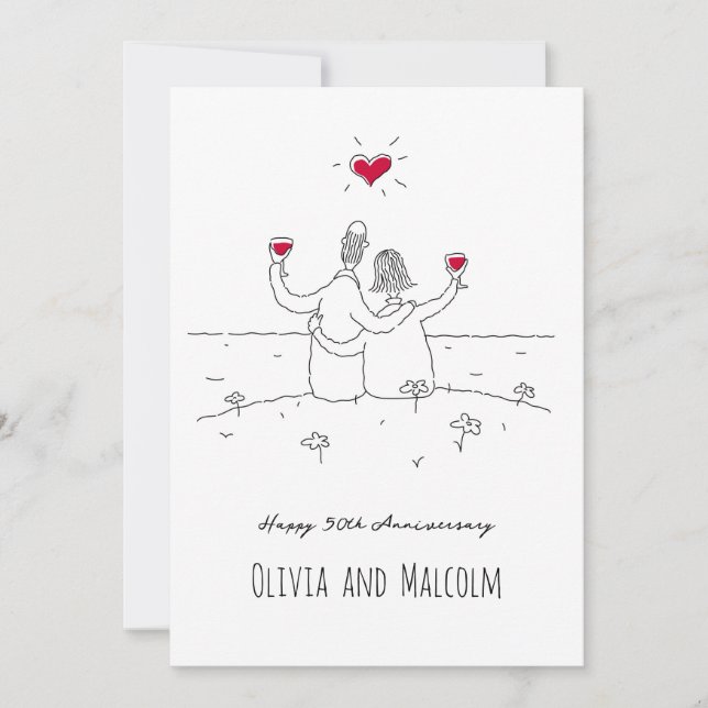 Joyeux 50e anniversaire de Mariage Couple de coeur (Devant)