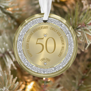 Joyeux 50e anniversaire de mariage diamants et or