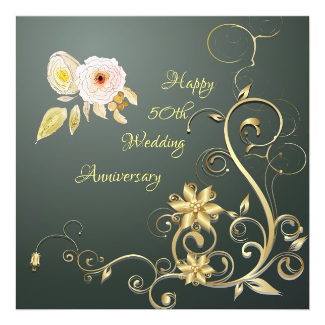 Joyeux 50e anniversaire de Mariage Photo agrandiss (Devant)