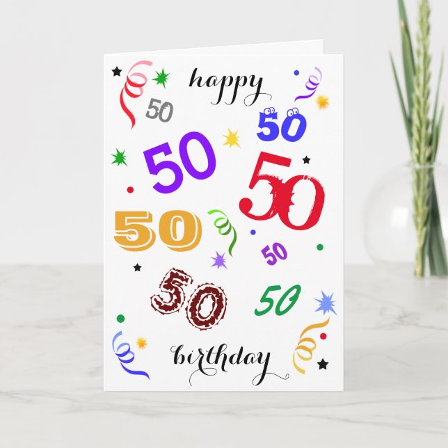 Joyeux 50e anniversaire - Wowza! Carte de vœux pli (Devant)