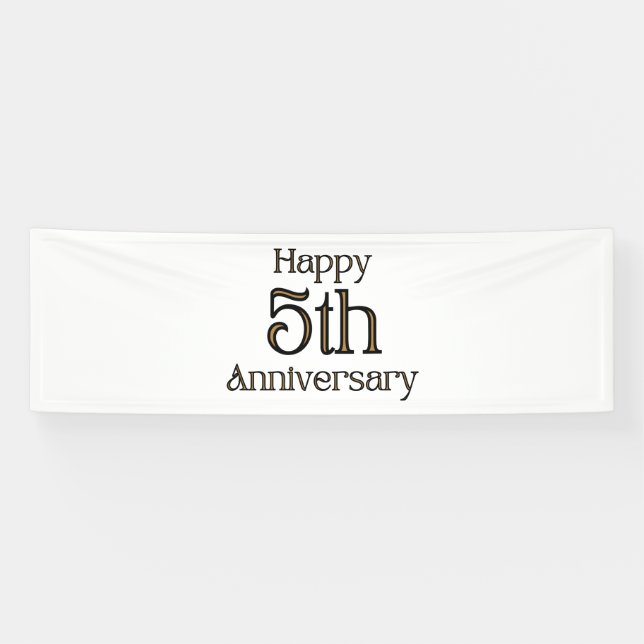 Joyeux 5ème Anniversaire Bannière en Vinyle 2.5x8 (Horizontal)