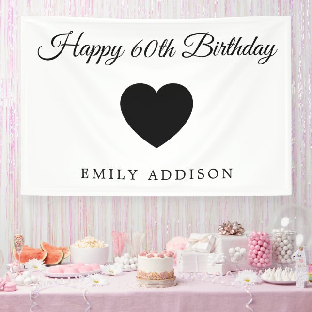 Joyeux 60e Anniversaire Bannière Blanche avec Text (Fête)