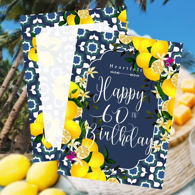 Joyeux 60e Anniversaire Méditerranéen au Citron (Lemon Mediterranean 60th Birthday Greeting Card.
Suitable for your friends , mother or grandmother.)