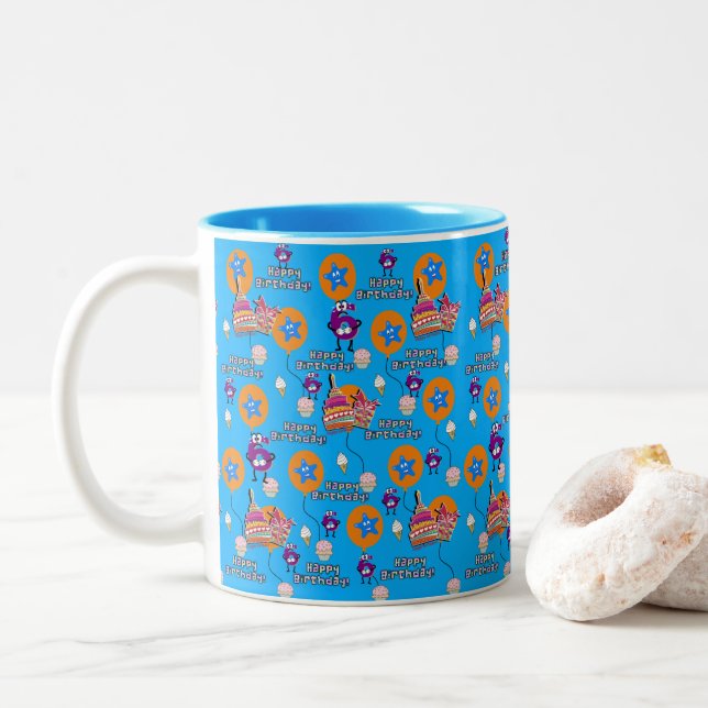 Joyeux 6 Anniversaire Mug Balloons #6 (Avec donut)