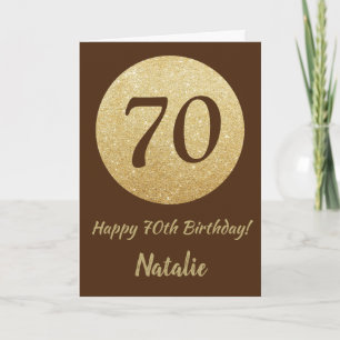 Joyeux 70e Anniversaire Carte Pailletée Marron et 