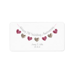 Joyeux 7e Mariage Anniversaire étiquette de coeur