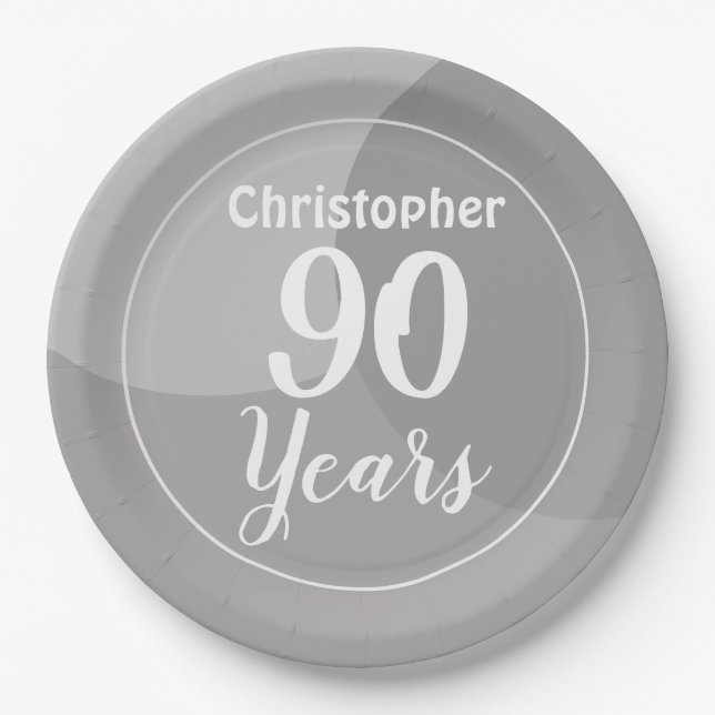 Joyeux 90e Anniversaire Assiette en Papier (Devant)