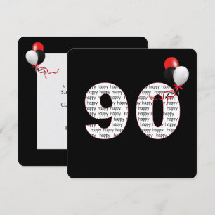 Joyeux 90e anniversaire sur Invitation noire