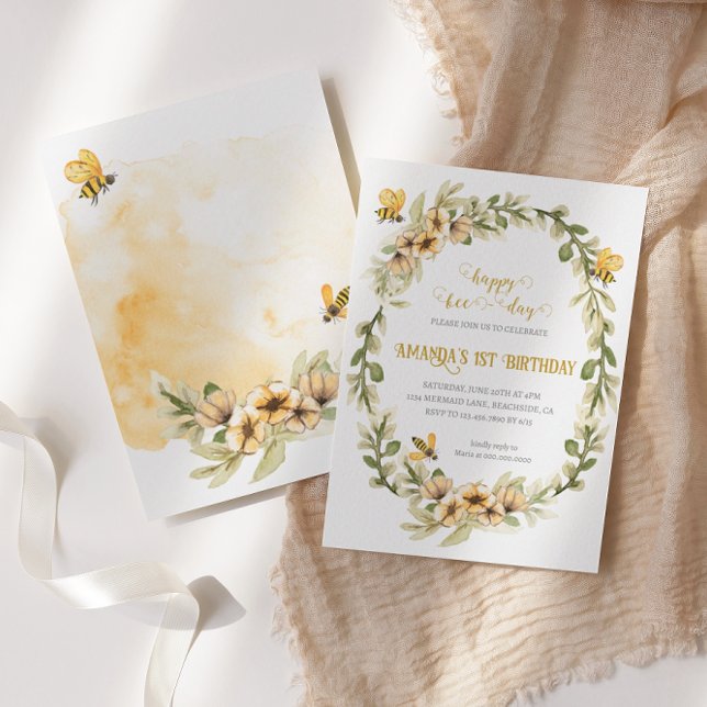 Joyeux Abeille-jour Invitation Anniversaire (Créateur téléchargé)