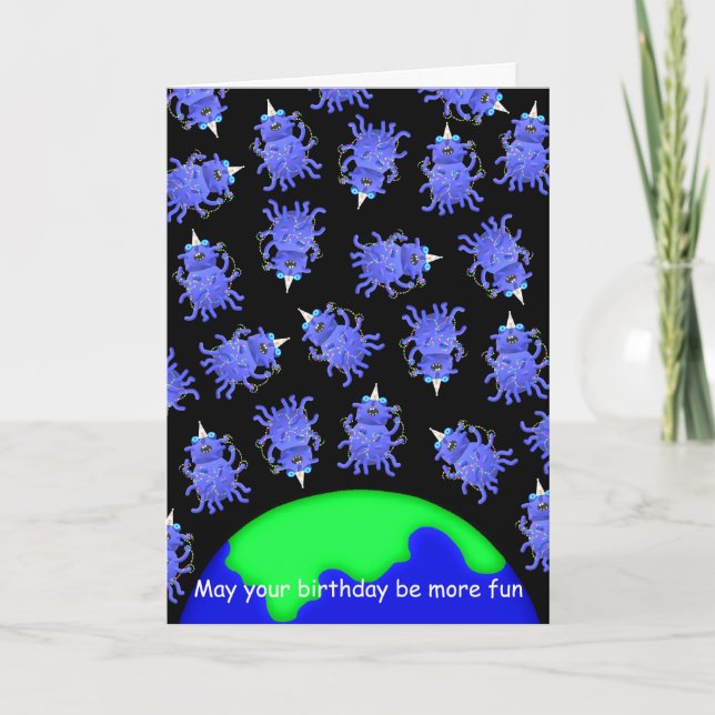 Joyeux alien de carte d'anniversaire quirky par Jo (Devant)