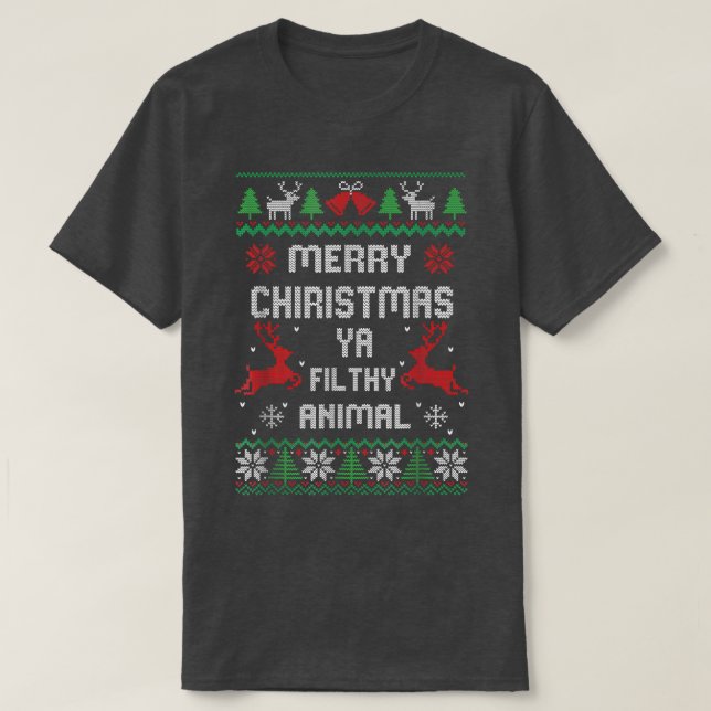 Joyeux animal de Noël sale Ya T-Shirt (Design devant)