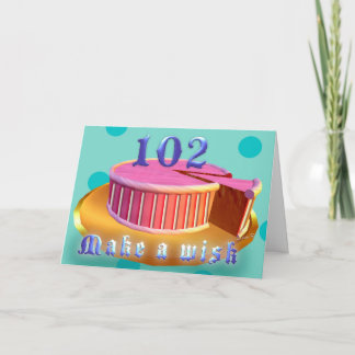 Joyeux Anniversaire 102 Pink Cake stripes Carte An