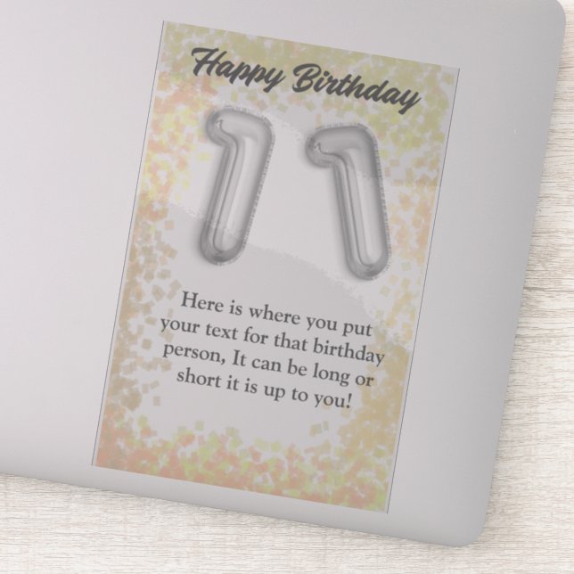 Joyeux anniversaire 11 ans autocollant (Détail)