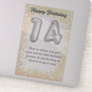 Joyeux anniversaire 14 ans autocollant