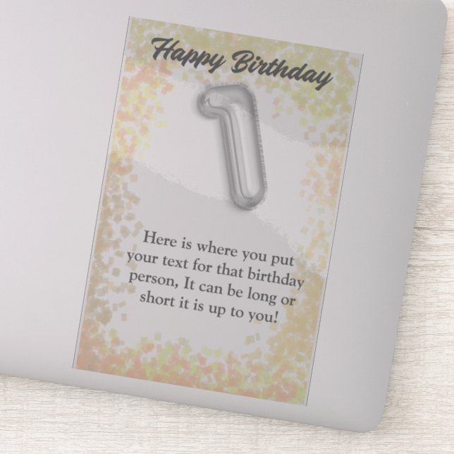 Joyeux anniversaire 1 ans autocollant (Détail)