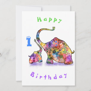 Joyeux Anniversaire 1 - Joyeux Eléphant Mère et Bé