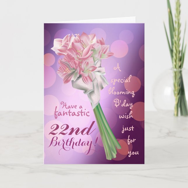 Joyeux anniversaire ! - 22ème carte de voeux rose (Devant)