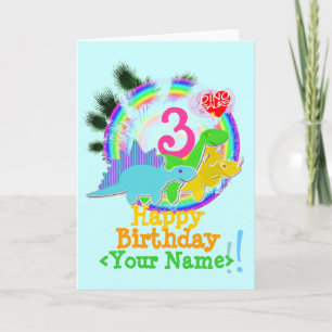 Joyeux anniversaire 3 ans, Votre nom Carte Dino