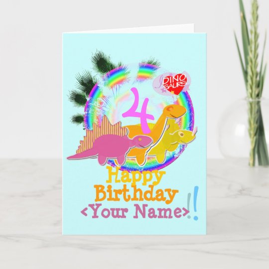 Joyeux Anniversaire 4 Ans Votre Carte Nommee De Zazzle Fr