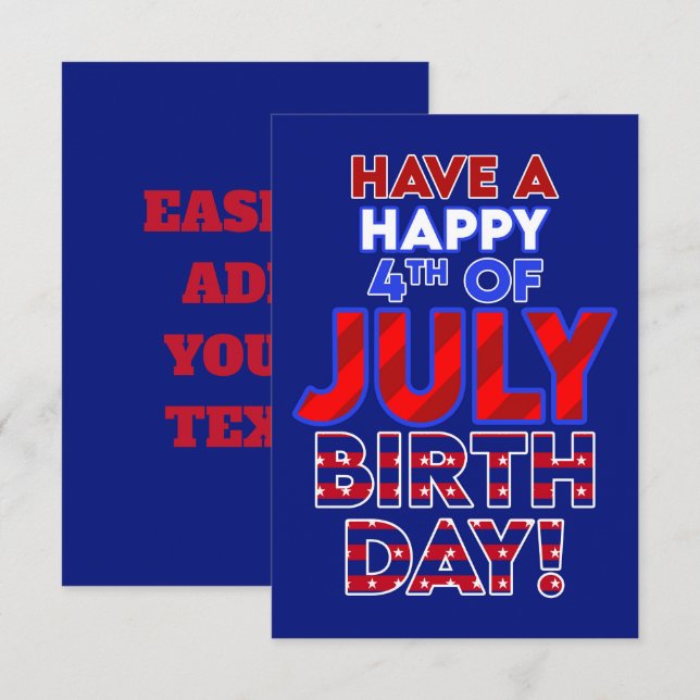 Joyeux anniversaire 4 juillet (Devant / Derrière)