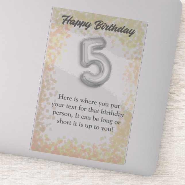 Joyeux anniversaire 5 ans autocollant (Détail)