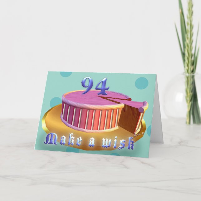 Joyeux anniversaire 94 Pink Cake stripes Carte d'a (Devant)