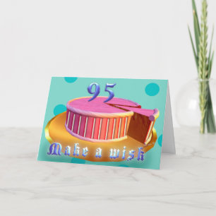 Joyeux Anniversaire 95 Pink Cake stripes Carte Ann