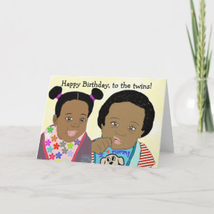 Joyeux anniversaire, à la carte jumeaux