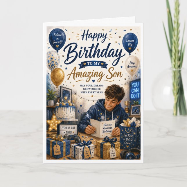 Joyeux Anniversaire à Mon Fils Incroyable Carte de (Devant)