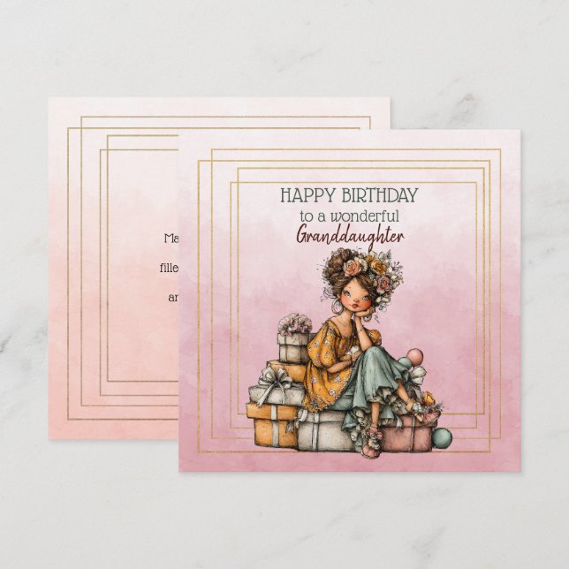Joyeux Anniversaire à une Merveilleuse Petite-Fill (Devant / Derrière)