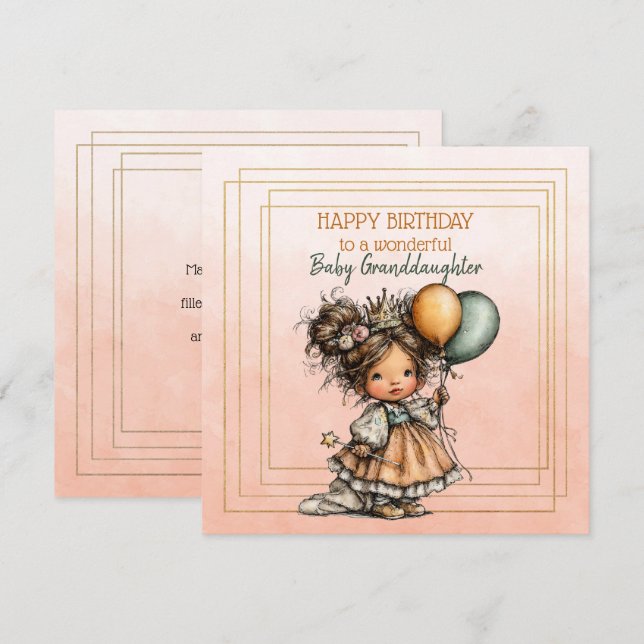 Joyeux Anniversaire à une merveilleuse petite-fill (Devant / Derrière)