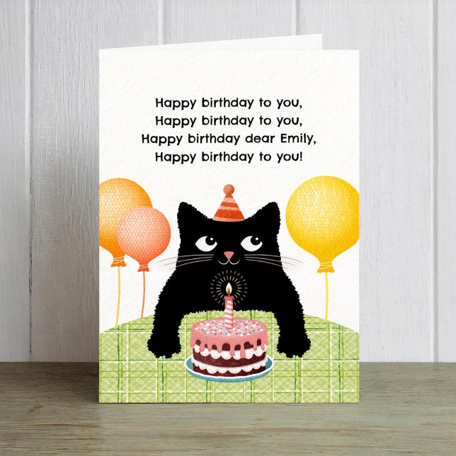 Joyeux anniversaire à vous avec chat, gâteau et bo (Créateur téléchargé)