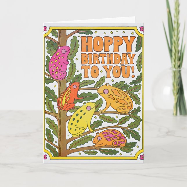Joyeux Anniversaire À Vous Cartes Frog Letterpress (Devant)