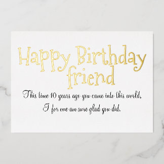 Joyeux Anniversaire Ami Carte en Papier d'Aluminiu