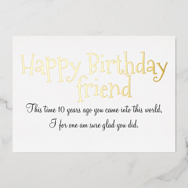 Joyeux Anniversaire Ami Carte en Papier d'Aluminiu (Recto)