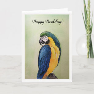 Joyeux Anniversaire Ara aquarelle et carte de pein