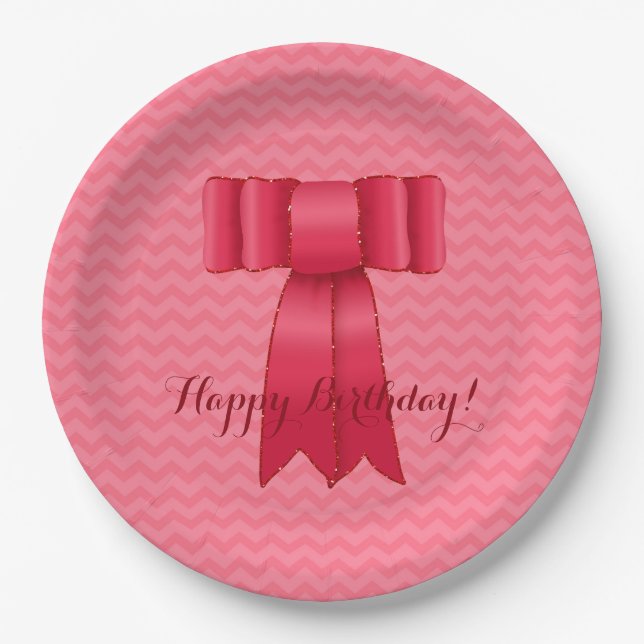 Joyeux Anniversaire ! Assiettes en papier à ruban  (Devant)