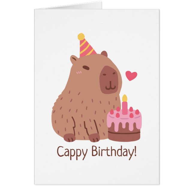 Joyeux Anniversaire au Capybara Mignon et son Gâte (Devant)