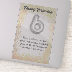 Joyeux anniversaire autocollant de 6 ans